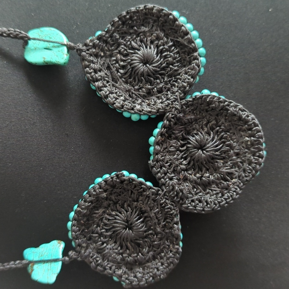 Handcrafted Turquoise and Beaded Statement Necklace Bold Bright Boho - Picture 9 of 11